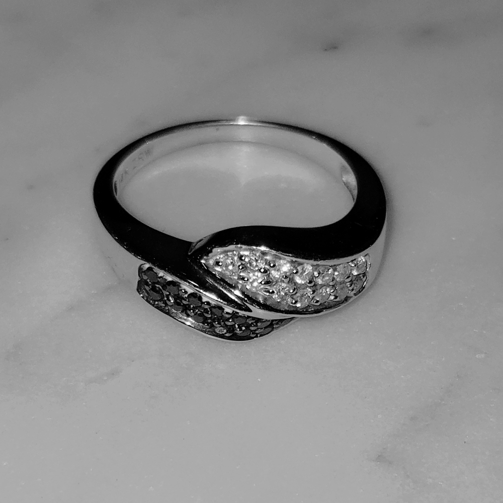 14K White Gold "black and white diamond" Ring